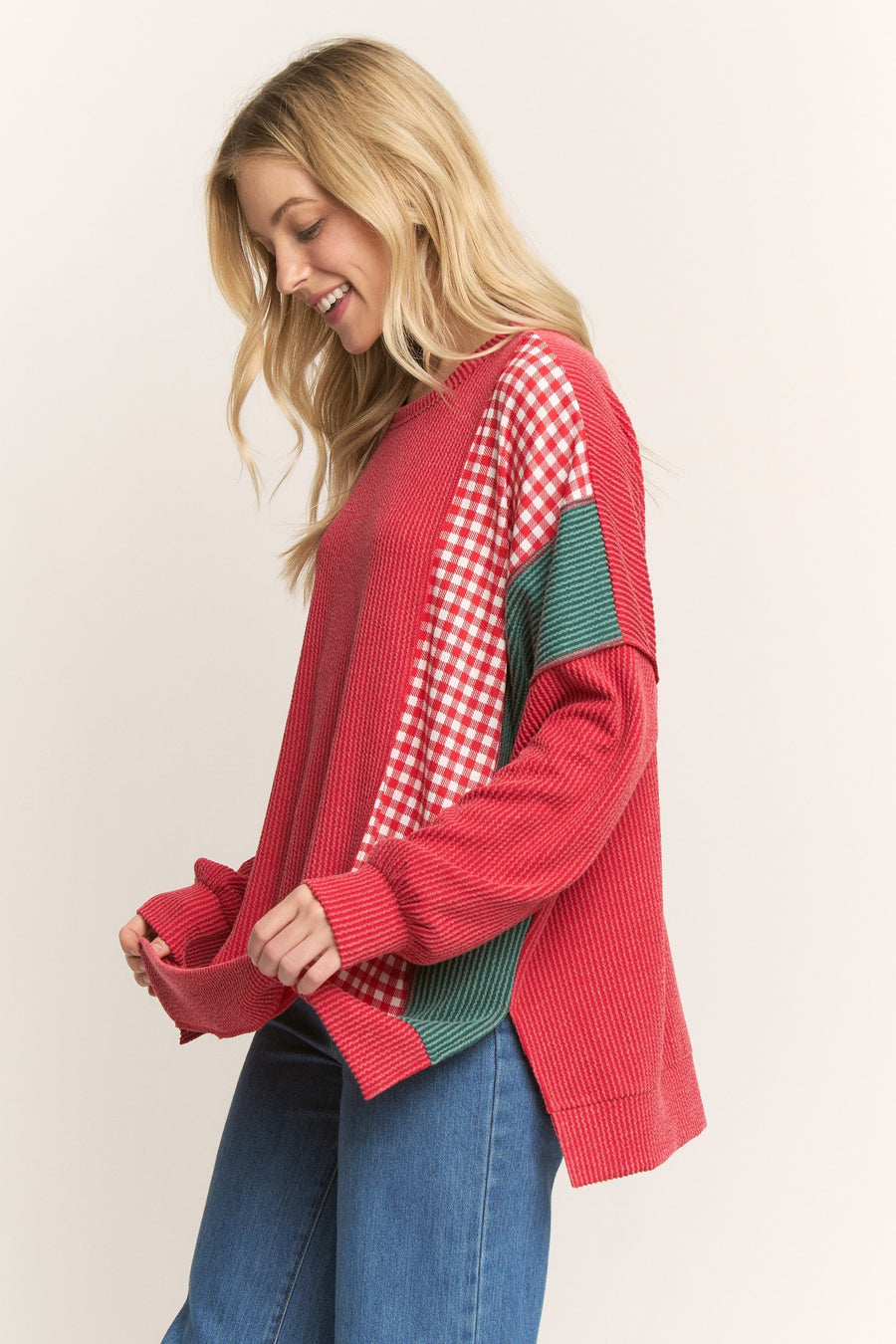 Color Block Christmas Top- Plus