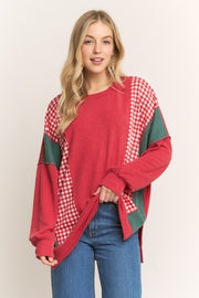 Color Block Christmas Top- Plus