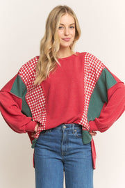 Color Block Christmas Top- Plus