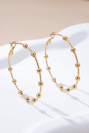 Gold Ball Beaded Station Hoop Earrings