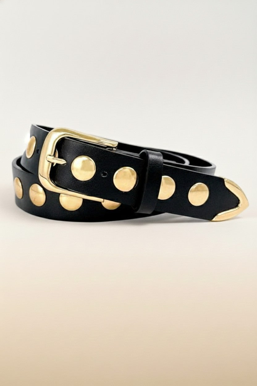 Faux Leather Gold Studded Belt