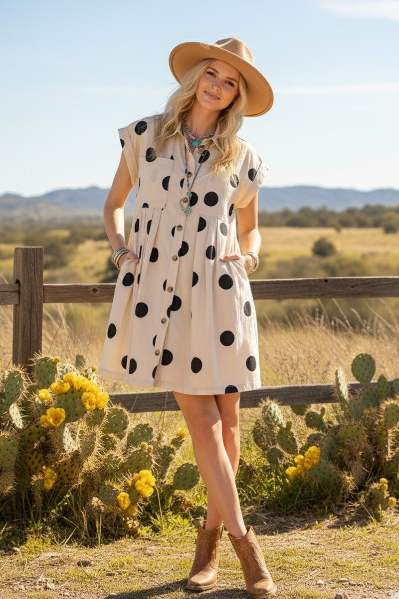 Polka Dot Poplin Mini Dress