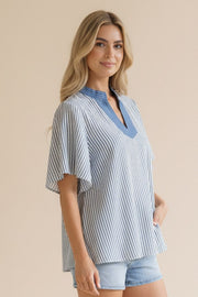 Flutter Sleeve Stripe Top