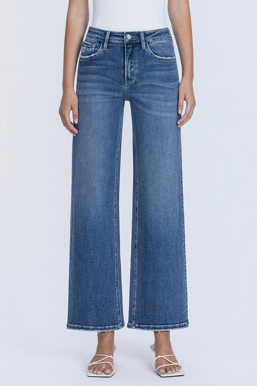 High Rise Wide Ankle Jeans-Plus Size