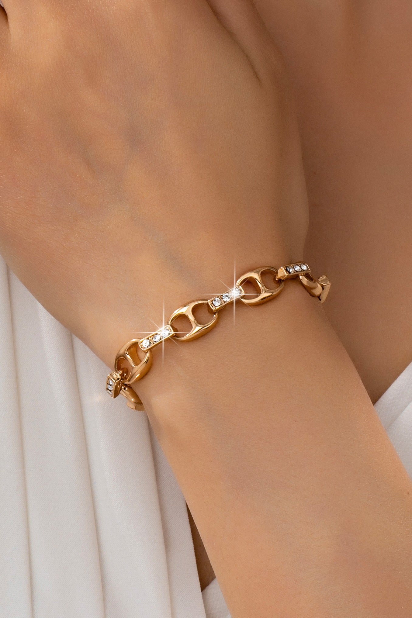Sparkling Gold Link Chain Bracelet