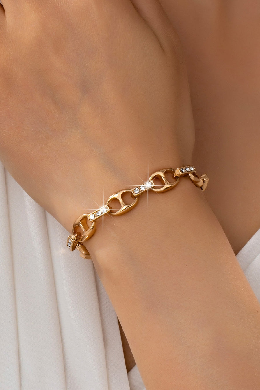 Sparkling Gold Link Chain Bracelet