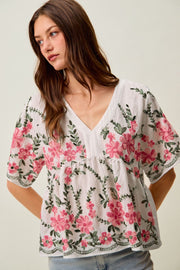 Floral Embroidered Top