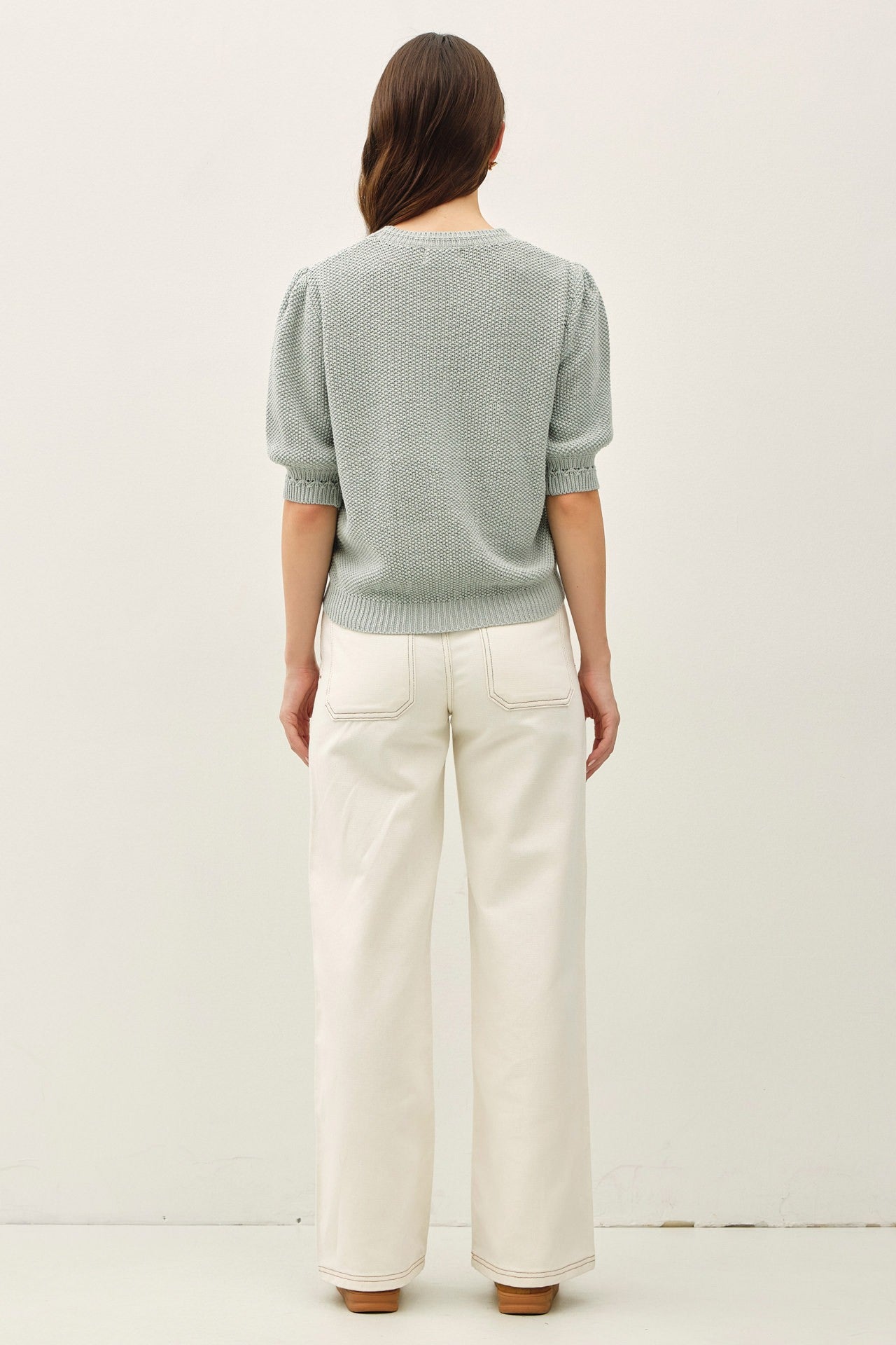 Short Sleeve Cable Knit Sweater