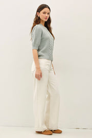 Short Sleeve Cable Knit Sweater