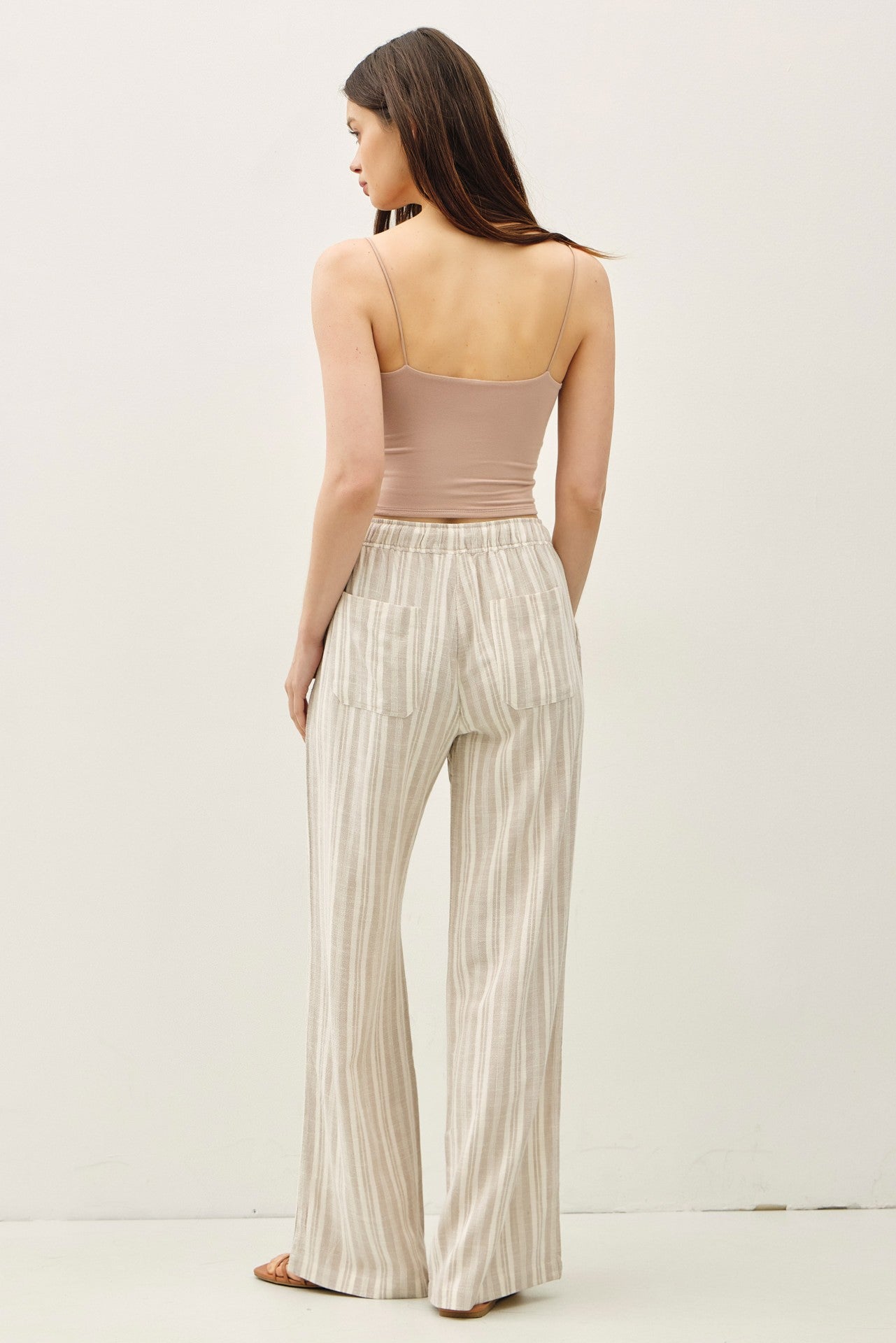 Ombre Striped Linen Wide Leg Pants