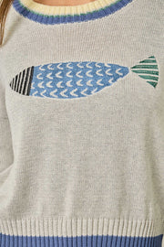 Embroidered Fish Sweater