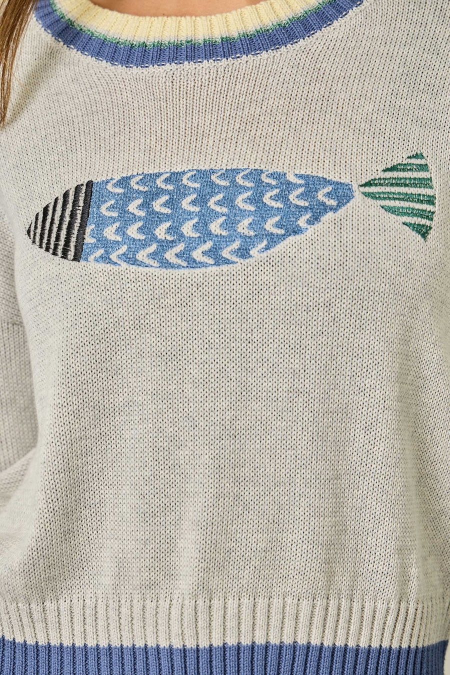 Embroidered Fish Sweater