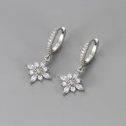 Sparkling Flower Hoop Drop Earrings