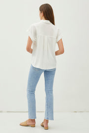 Short Sleeve Button Down Shirt- White