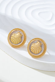 Shell Enamel Button Stud Earrings