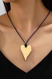 Hammered Heart Cord Necklace