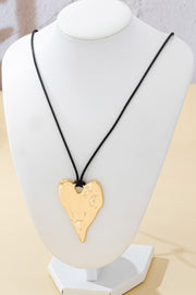 Hammered Heart Cord Necklace