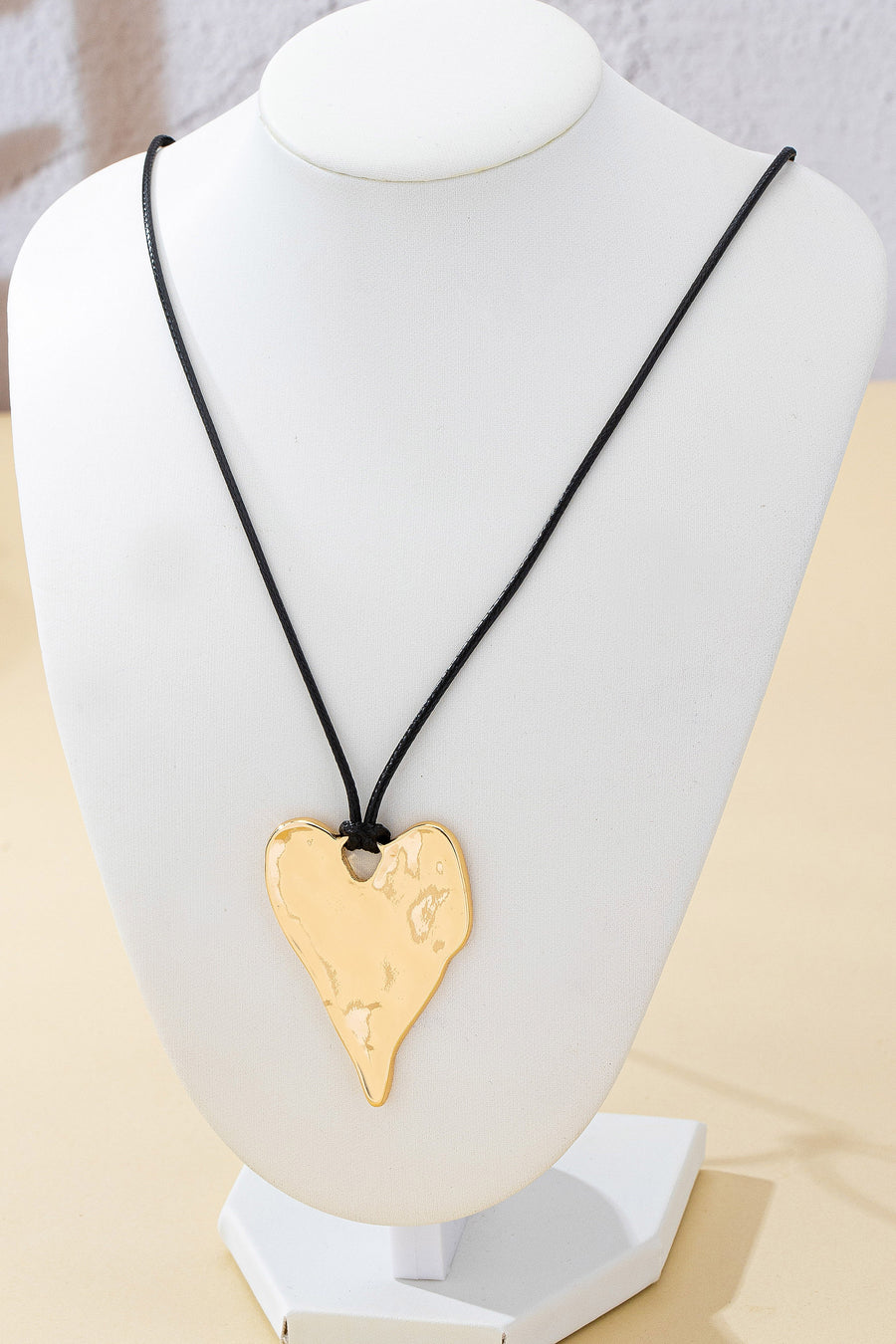 Hammered Heart Cord Necklace