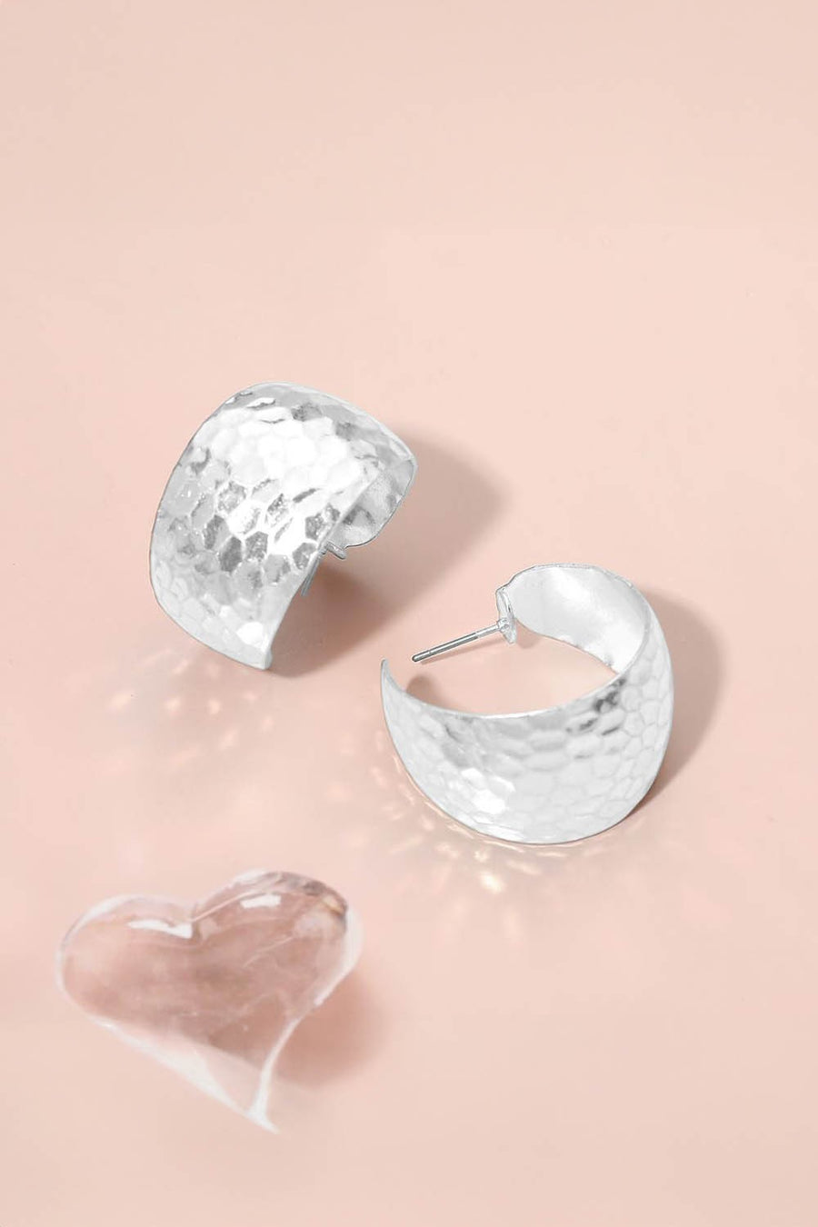 Hammered Worn Metal Hoops