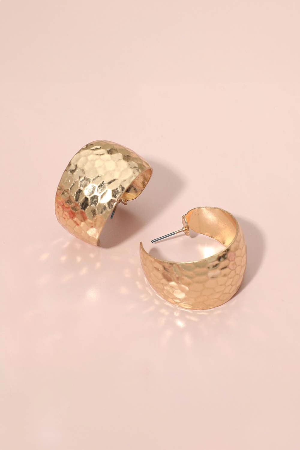 Hammered Worn Metal Hoops
