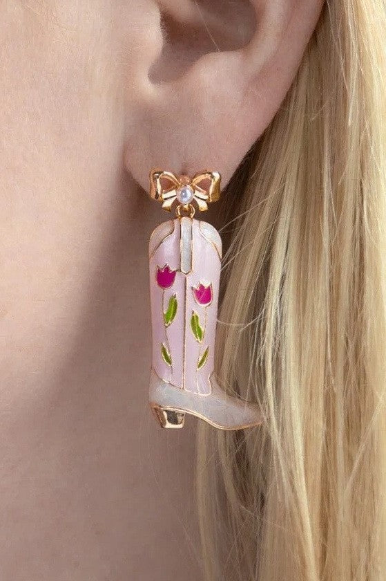 Floral Cowboy Boot Earrings