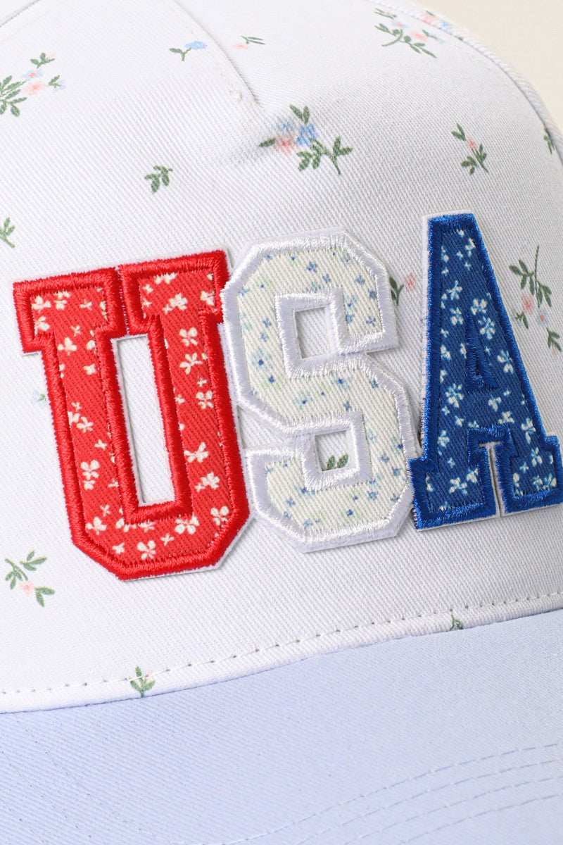 Usa Patch Floral Two-tone Trucker Hat