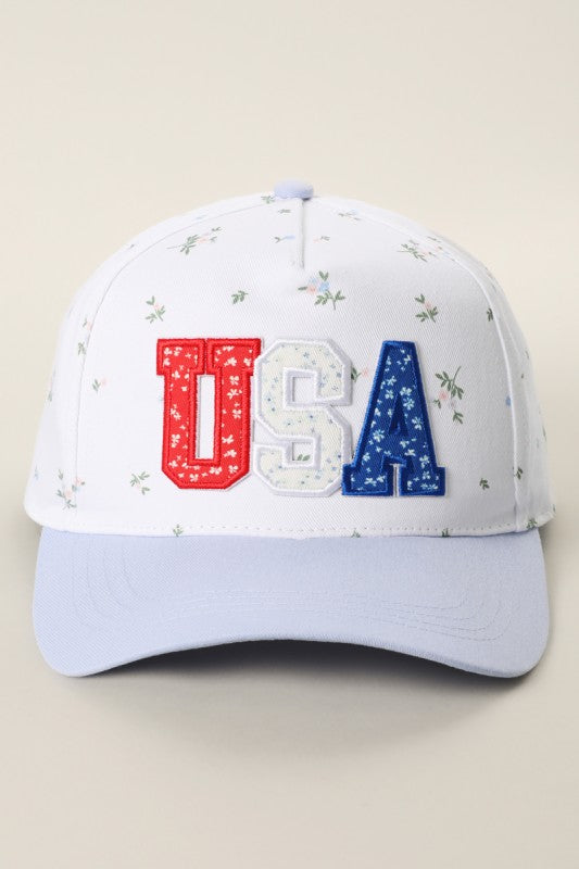 Usa Patch Floral Two-tone Trucker Hat