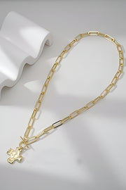 Hammered Cross Toggle Necklace