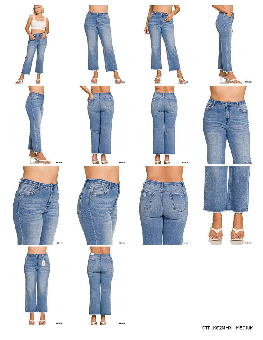 High Waist Straight Leg Jeans-Plus
