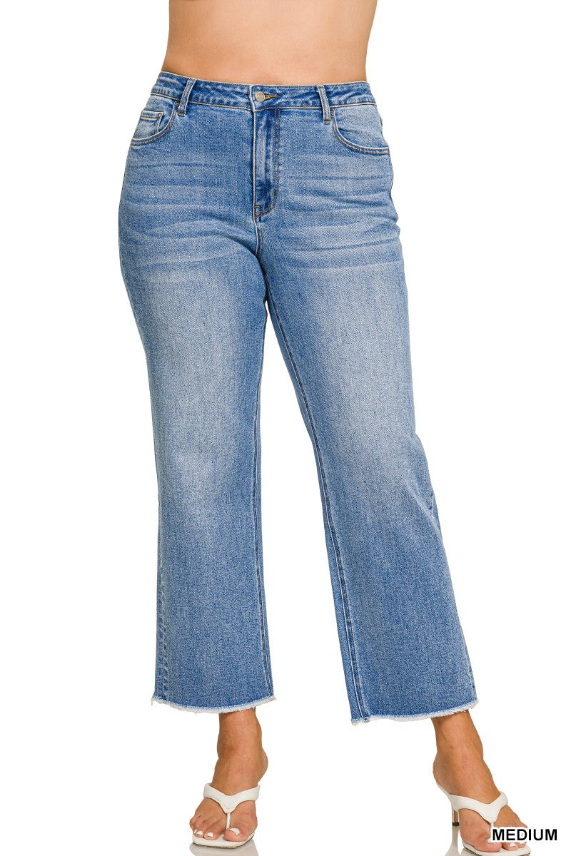 High Waist Straight Leg Jeans-Plus
