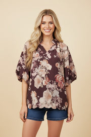 Floral Scalloped  Blouse