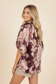 Floral Scalloped  Blouse
