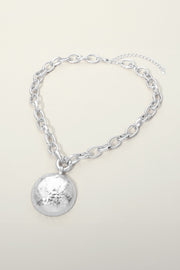 Hammered Dome Disc Chunky Necklace