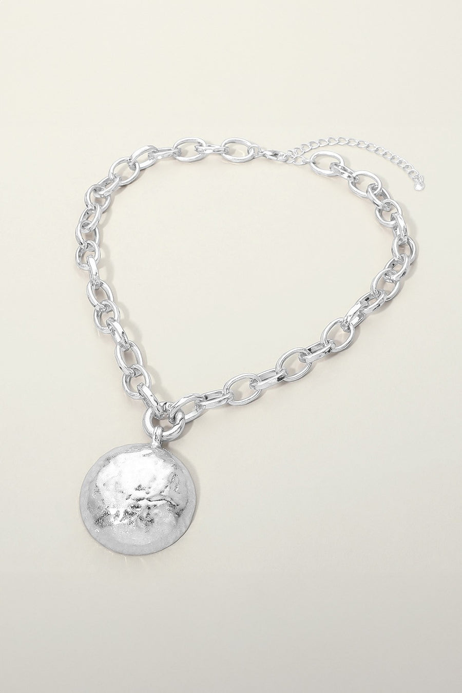 Hammered Dome Disc Chunky Necklace