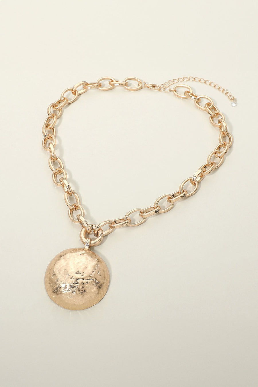 Hammered Dome Disc Chunky Necklace