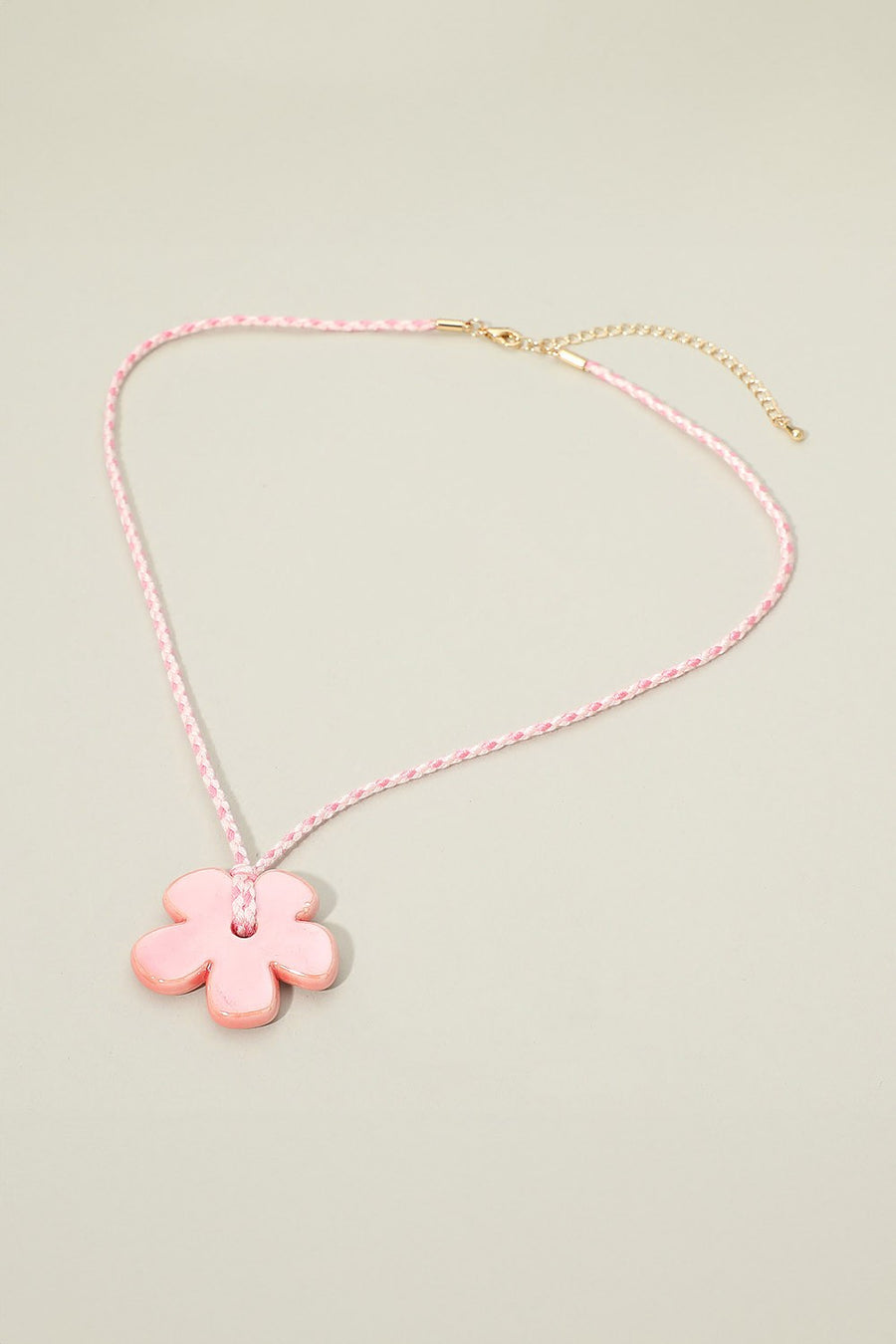 Pink Flower Corded Necklace