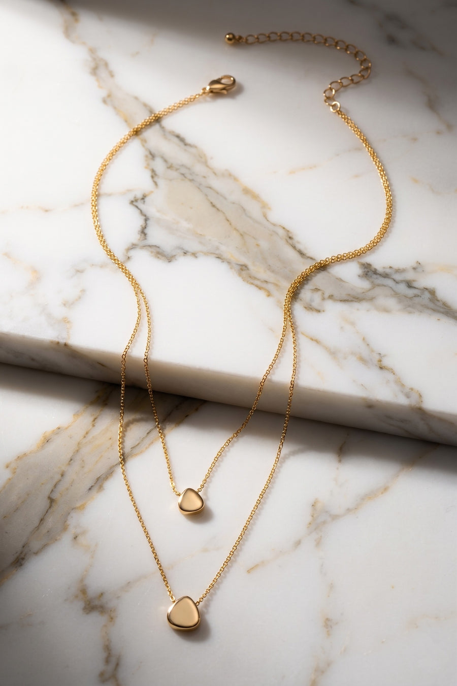 Two Row Pebble Pendant Necklace