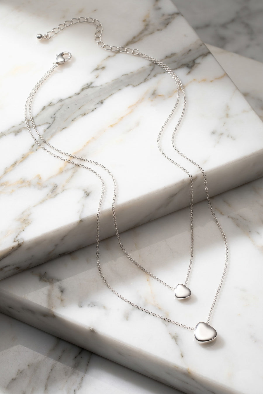 Two Row Pebble Pendant Necklace