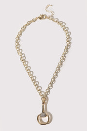 Horsebit Cz Pave Pendant Necklace