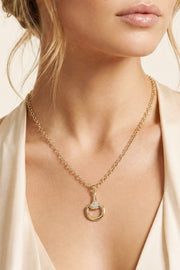 Horsebit Cz Pave Pendant Necklace