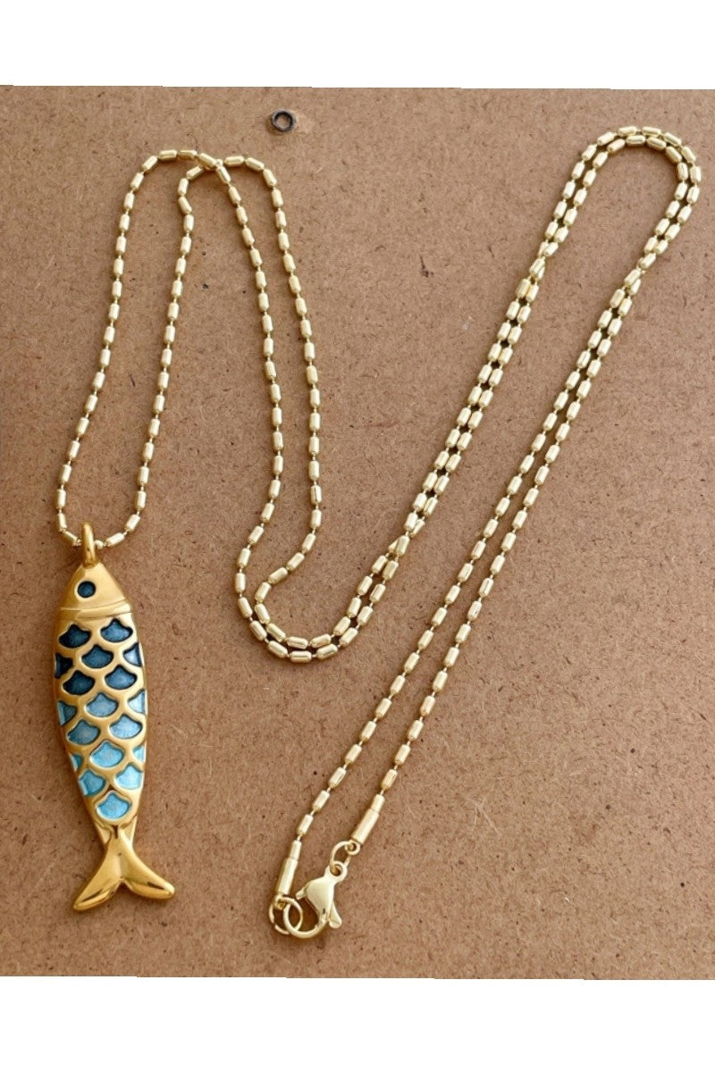 Gradient Fish Pendant Necklace