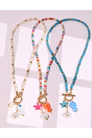 Fish Pendant Colorful Bead Necklace