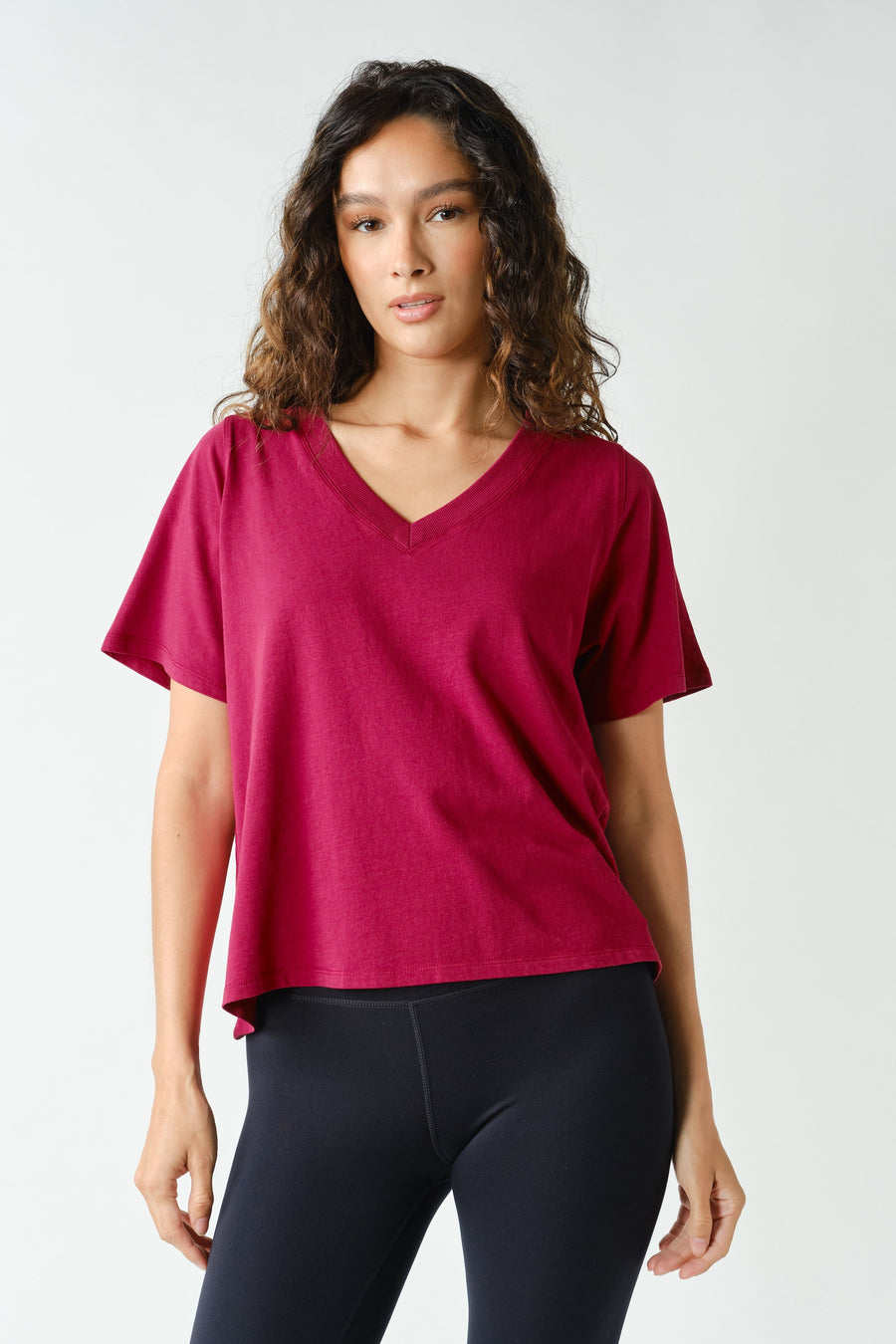 V-Neck Tee -Berry