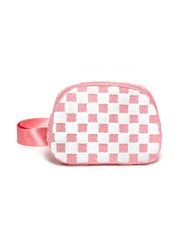 Adjustable Belt Bag - Pink & White Checkered