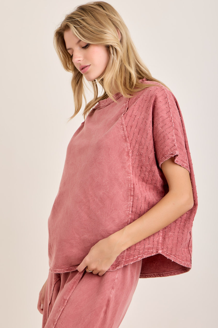 Textured Washed Top- Terracotta