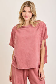 Textured Washed Top- Terracotta