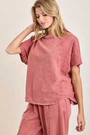 Textured Washed Top- Terracotta