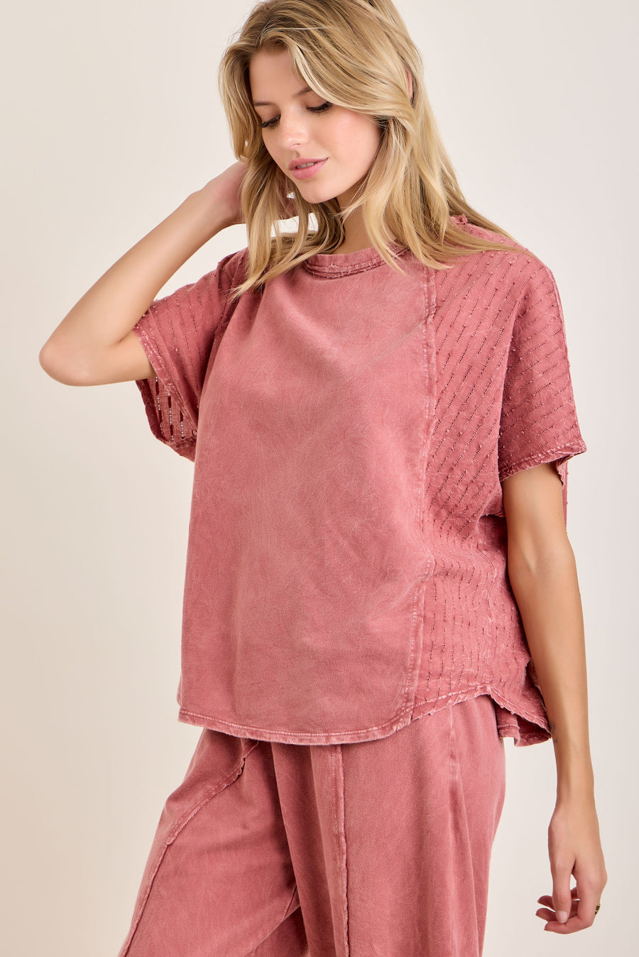 Textured Washed Top- Terracotta