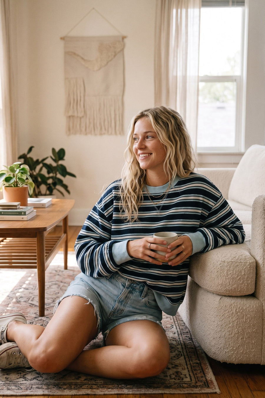 French Terry Stripe Sweatshirt