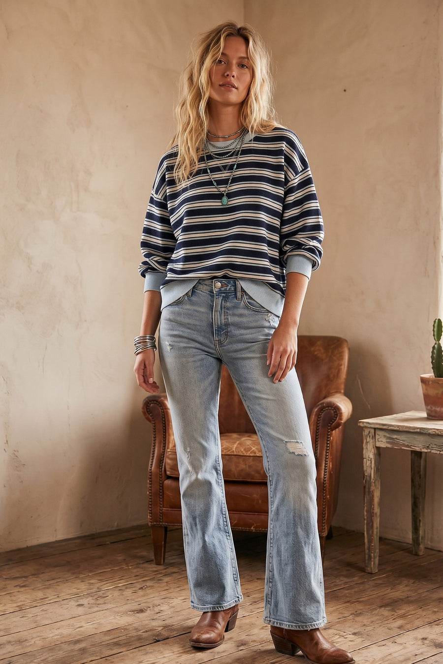 French Terry Stripe Sweatshirt